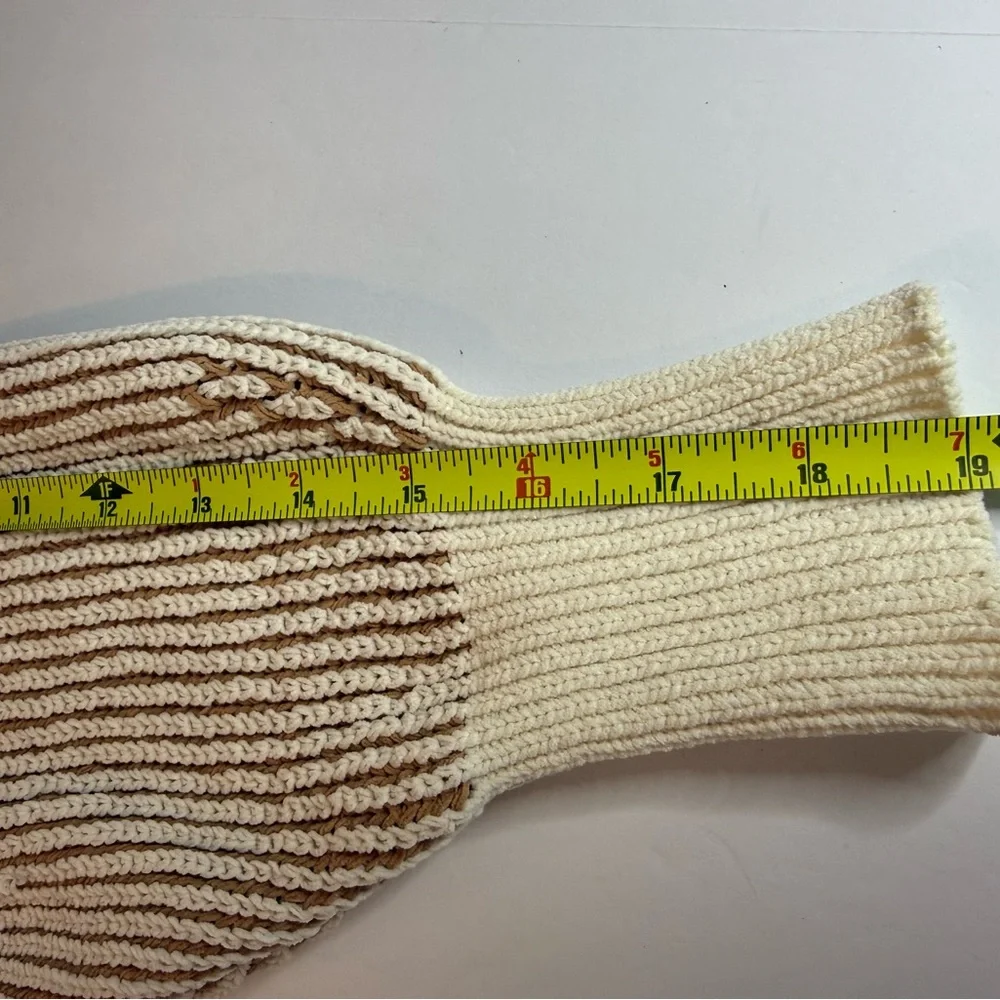 Aerie Beyond Chenille Woman’s Medium Two Toned Tan Cream Knit Crewneck Sweater - Picture 13 of 13